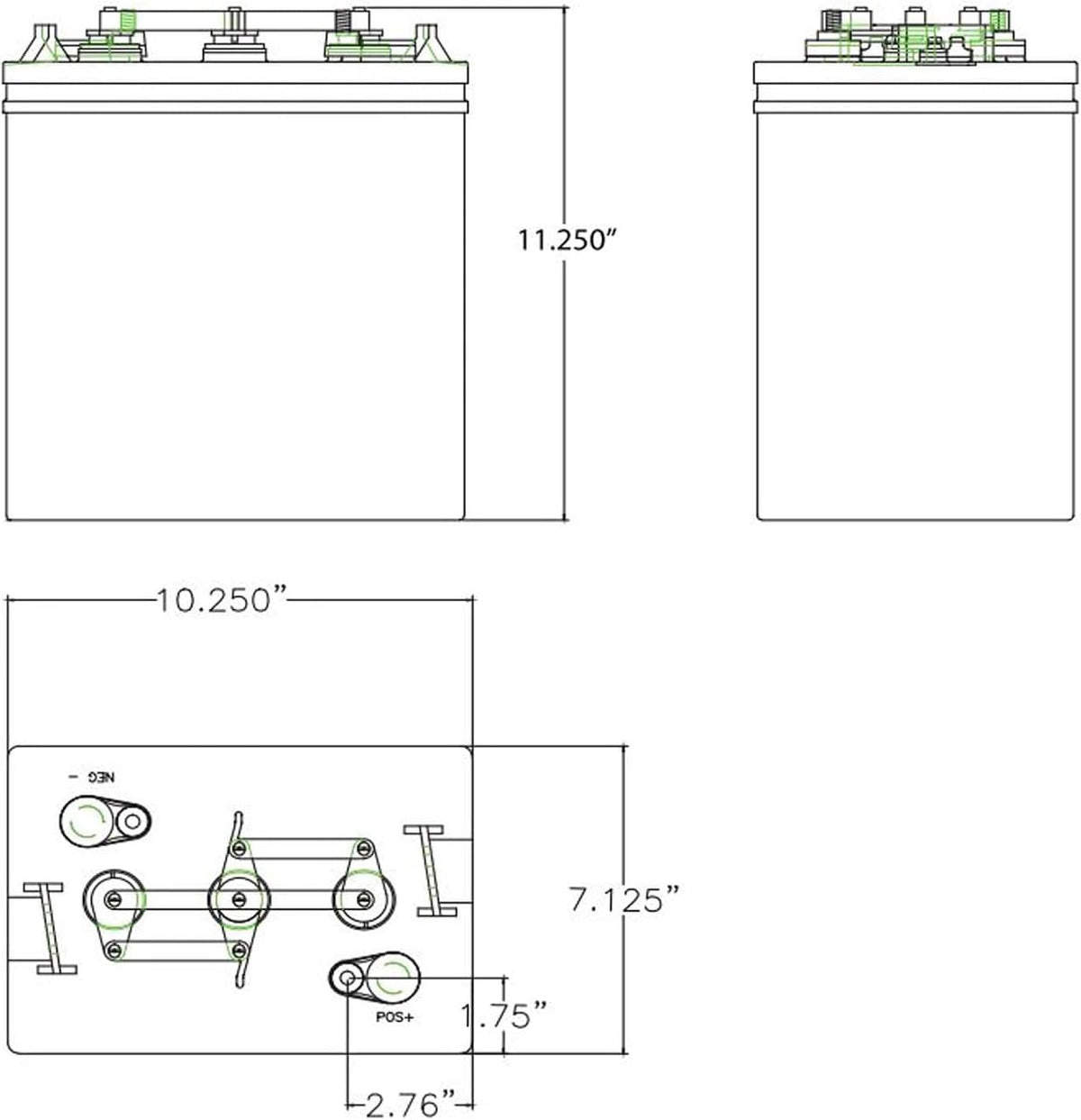 6 Volt 232 Ah Deep Cycle Battery Group Size GC2 K63159
