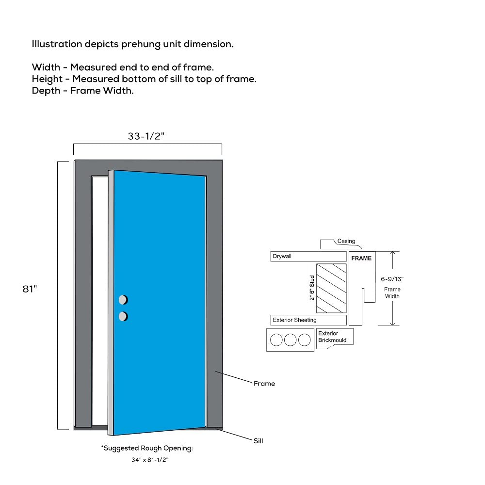 Steel Left Hand Outswing Prehung Door 32"x80" E672578