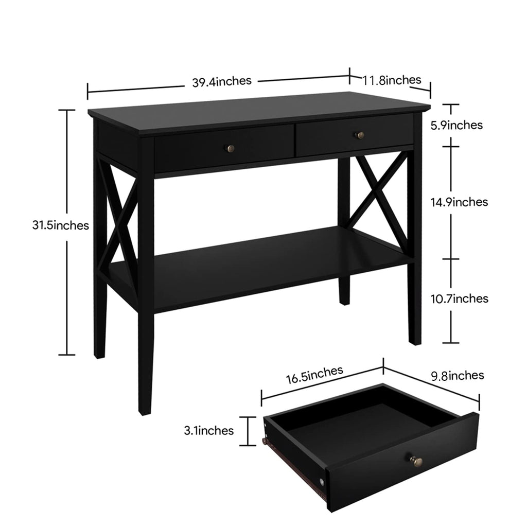 39" Entryway Table with Drawers and Storage Shelf X817476