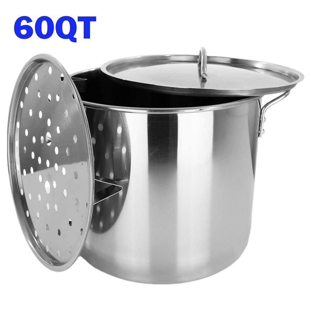 60 QT Stainless Steel Stock Pot Steamer F275