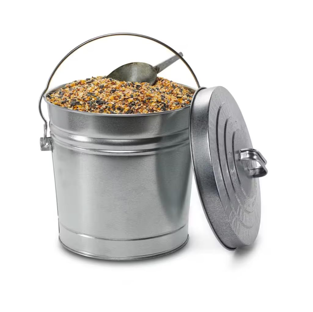 6 Gallon Galvanized Steel Round Trash Can with Locking Lid D6086