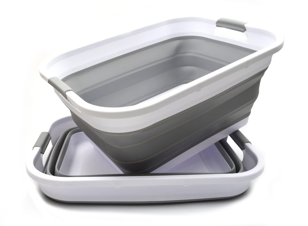 Collapsible Plastic Laundry Basket Set of 2 B13084