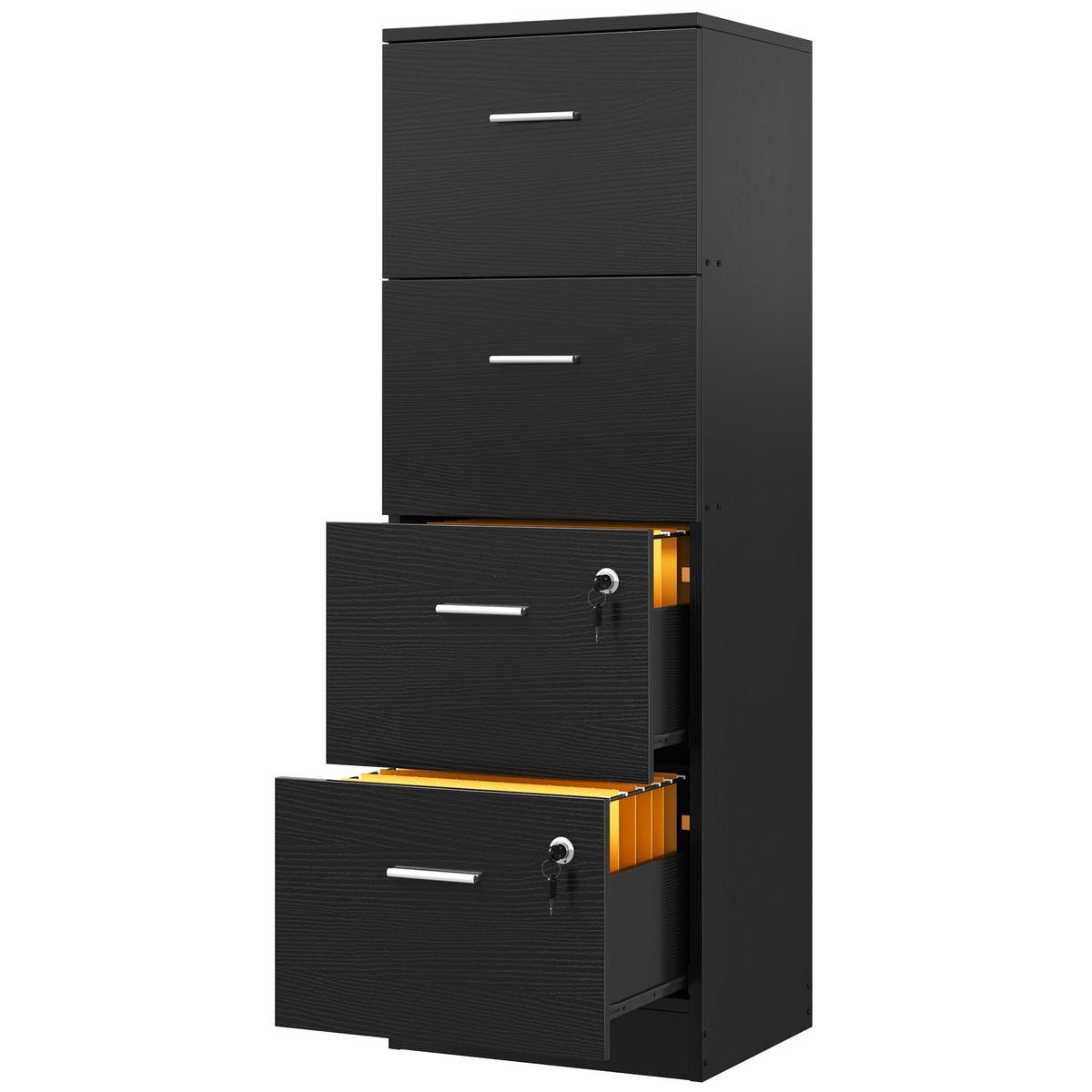 Black 4-Drawer File Cabinet with Lock B2656