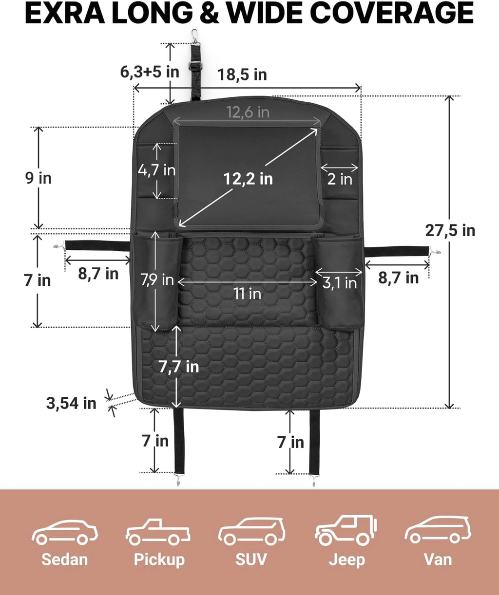Black-Brown Backless Booster with Latch, Seat Protector & Backseat Organizer L85667