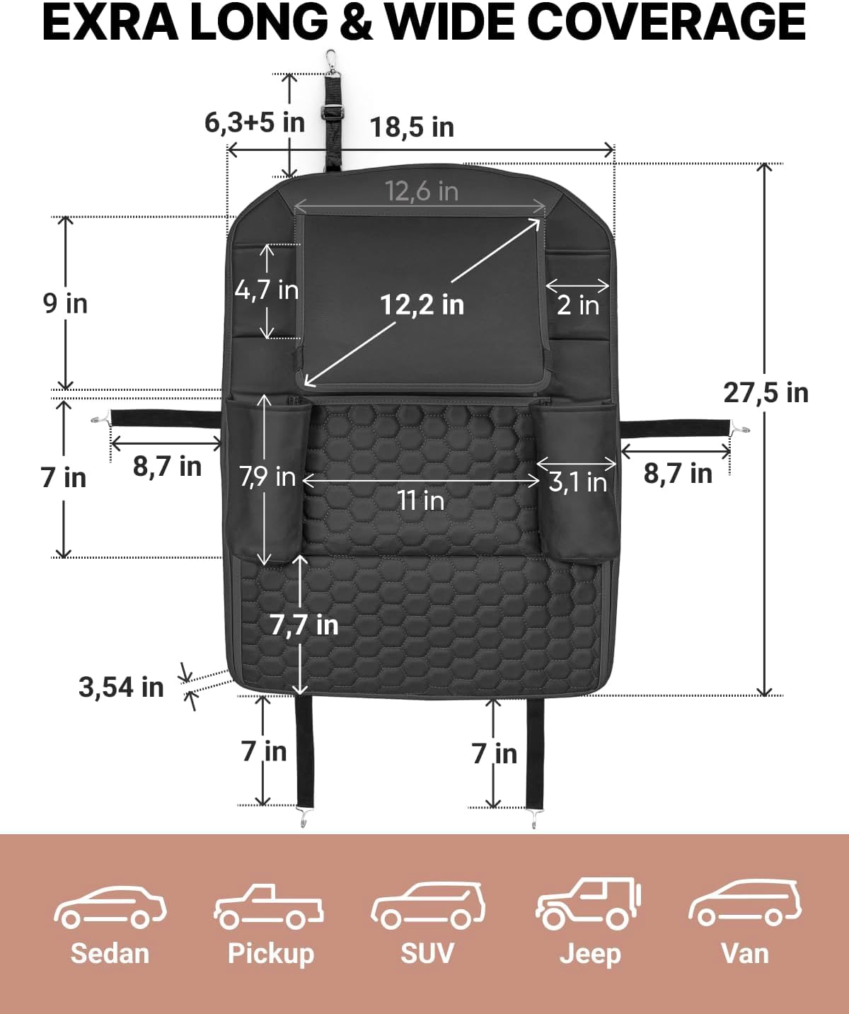 Black-Brown Backless Booster with Latch, Seat Protector & Backseat Organizer L85667