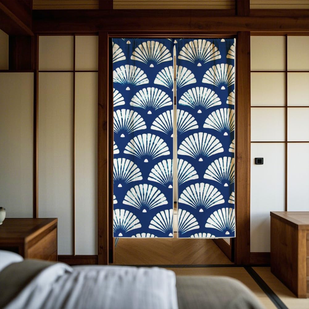 White One Side Printed Door Curtain 59x33 Inch J957