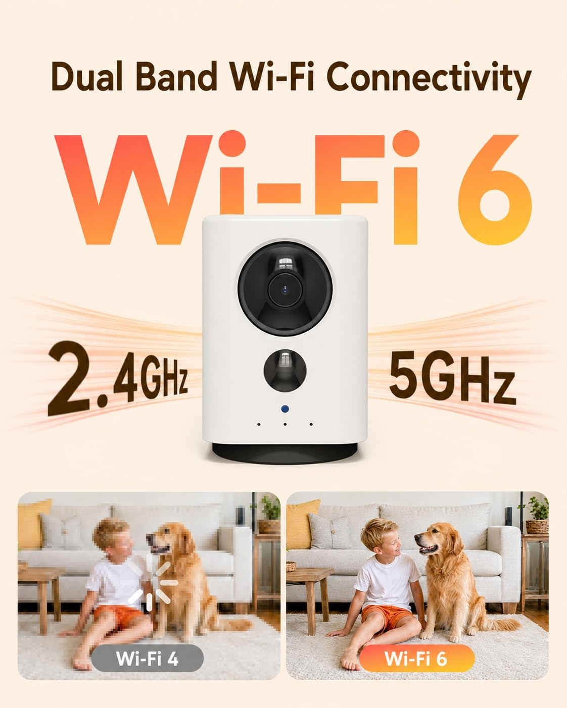 Battery Indoor Camera Wireless 5G/2.4G WiFi 2K V96516