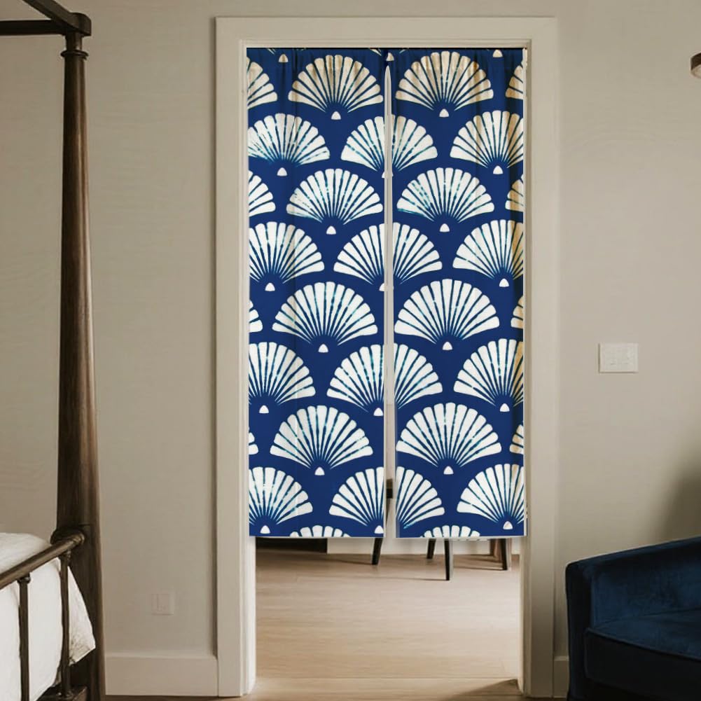 White One Side Printed Door Curtain 59x33 Inch J957