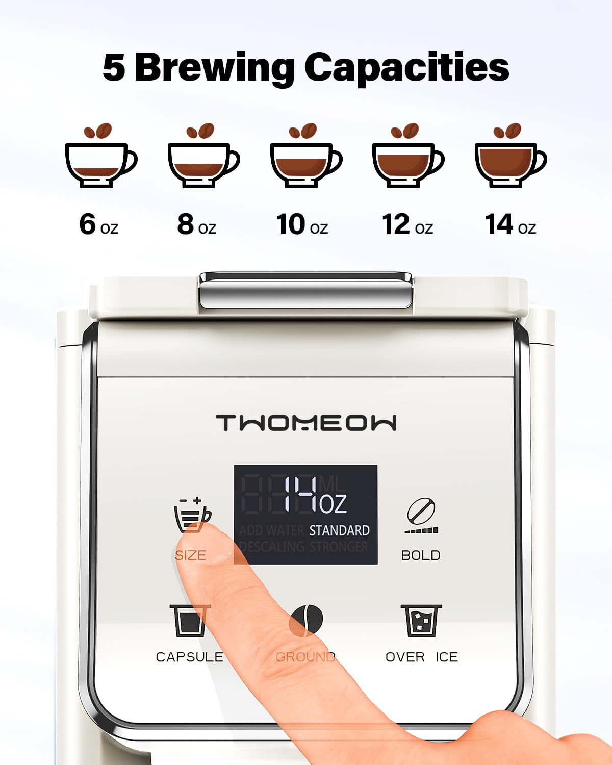 Single Serve Coffee Maker for K Cup and Grounds, White P18800