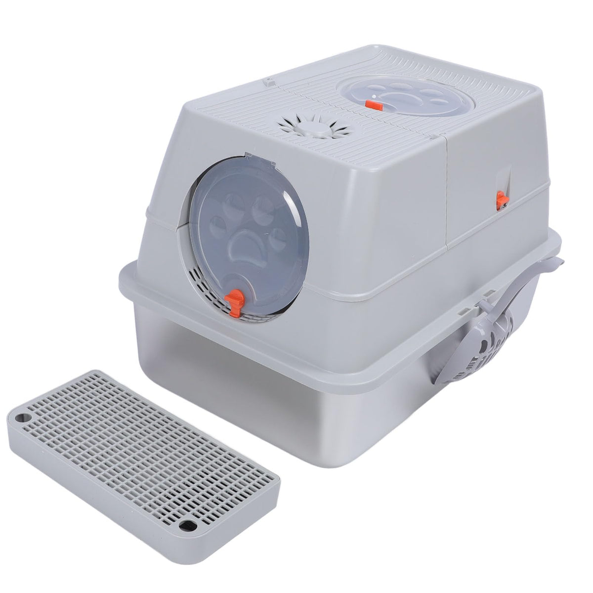 Enclosed Stainless Steel Litter Box with Flip Top Lid U916641