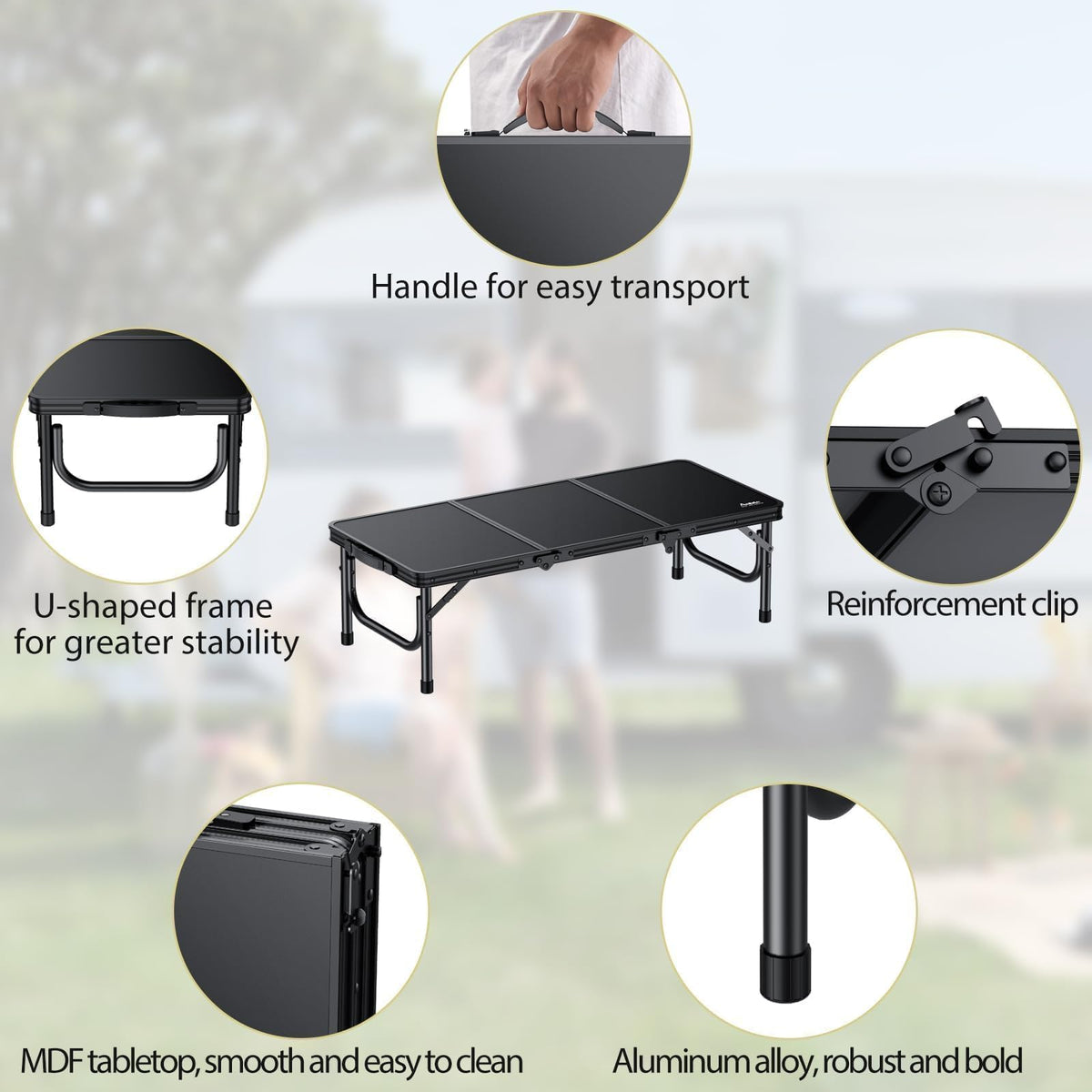 Black Folding Picnic Table B4248
