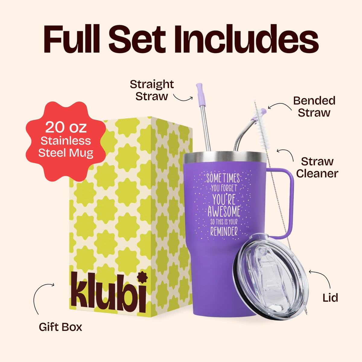 20 Ounce Vacuum Insulated Tumbler With Handle Purple T988