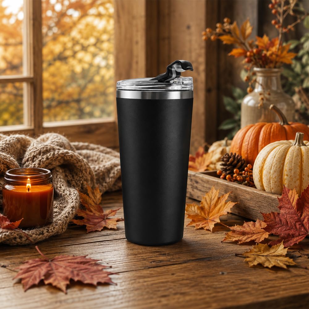 16 oz Stainless Steel Insulated Coffee Tumbler Black K798227