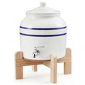 Ceramic Water Dispenser with Wood Stand and Stainless Steel Faucet D654279