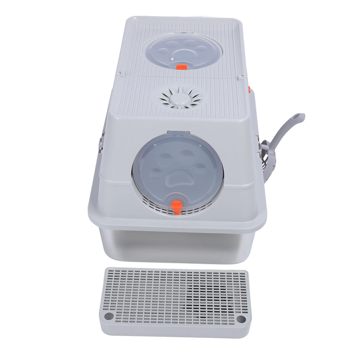 Enclosed Stainless Steel Litter Box with Flip Top Lid U916641