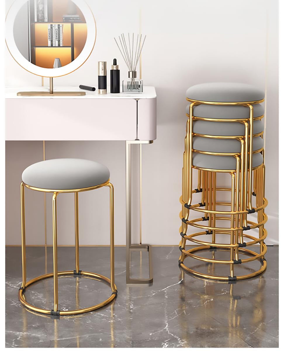 Carbon Steel Stacking Stool Set with Padded Seat, 4-Piece, Grey T337626