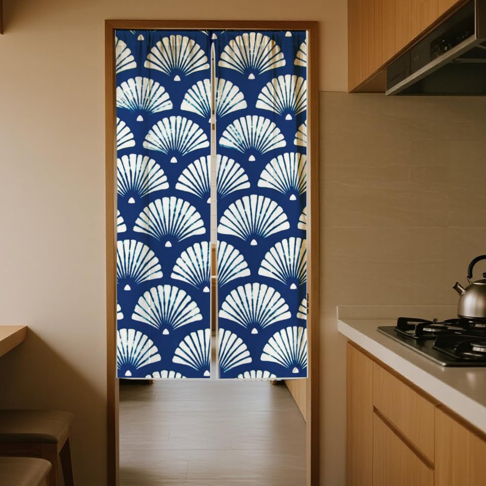 White One Side Printed Door Curtain 59x33 Inch J957