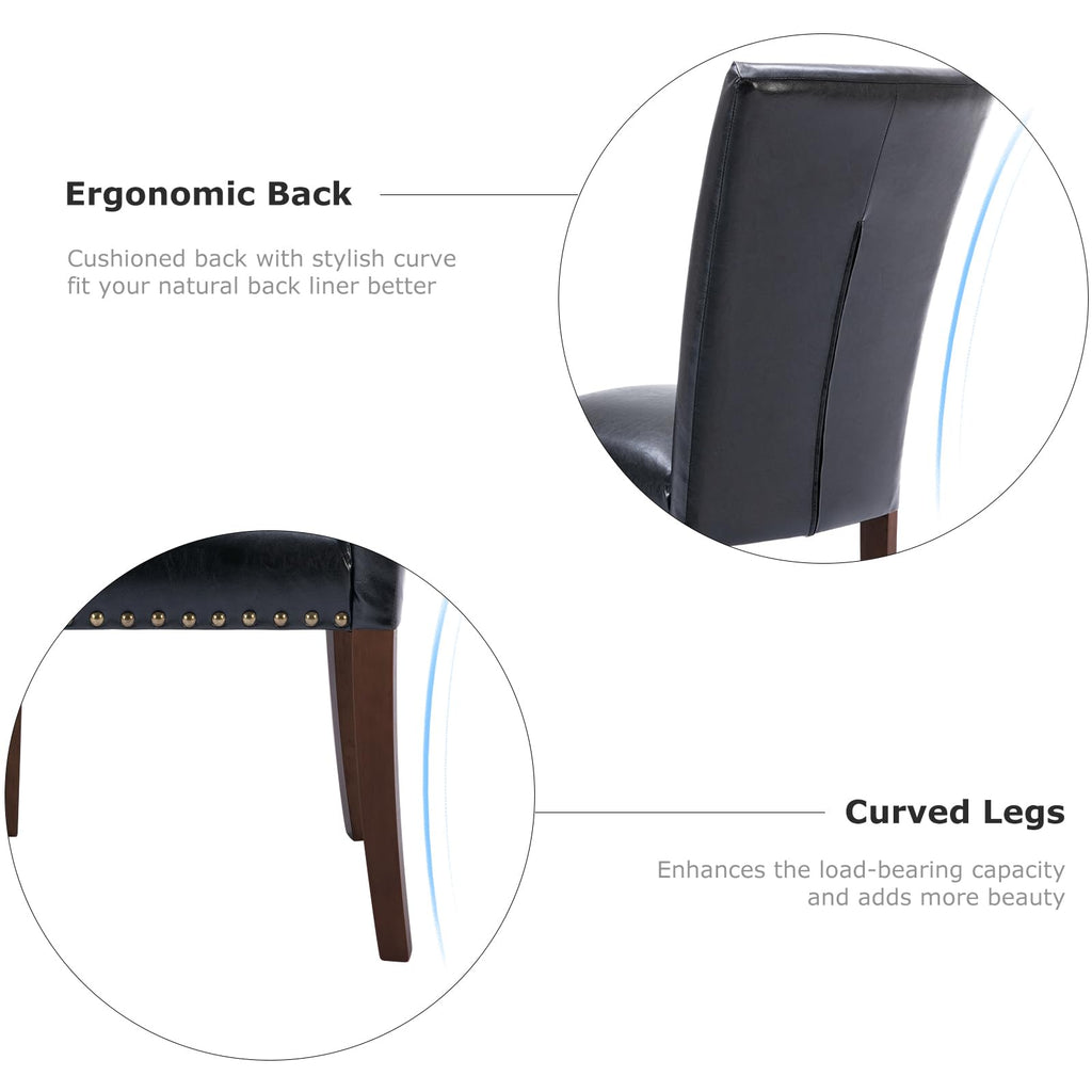 Black PU Leather Upholstered Dining Chairs Set of 6 H830528