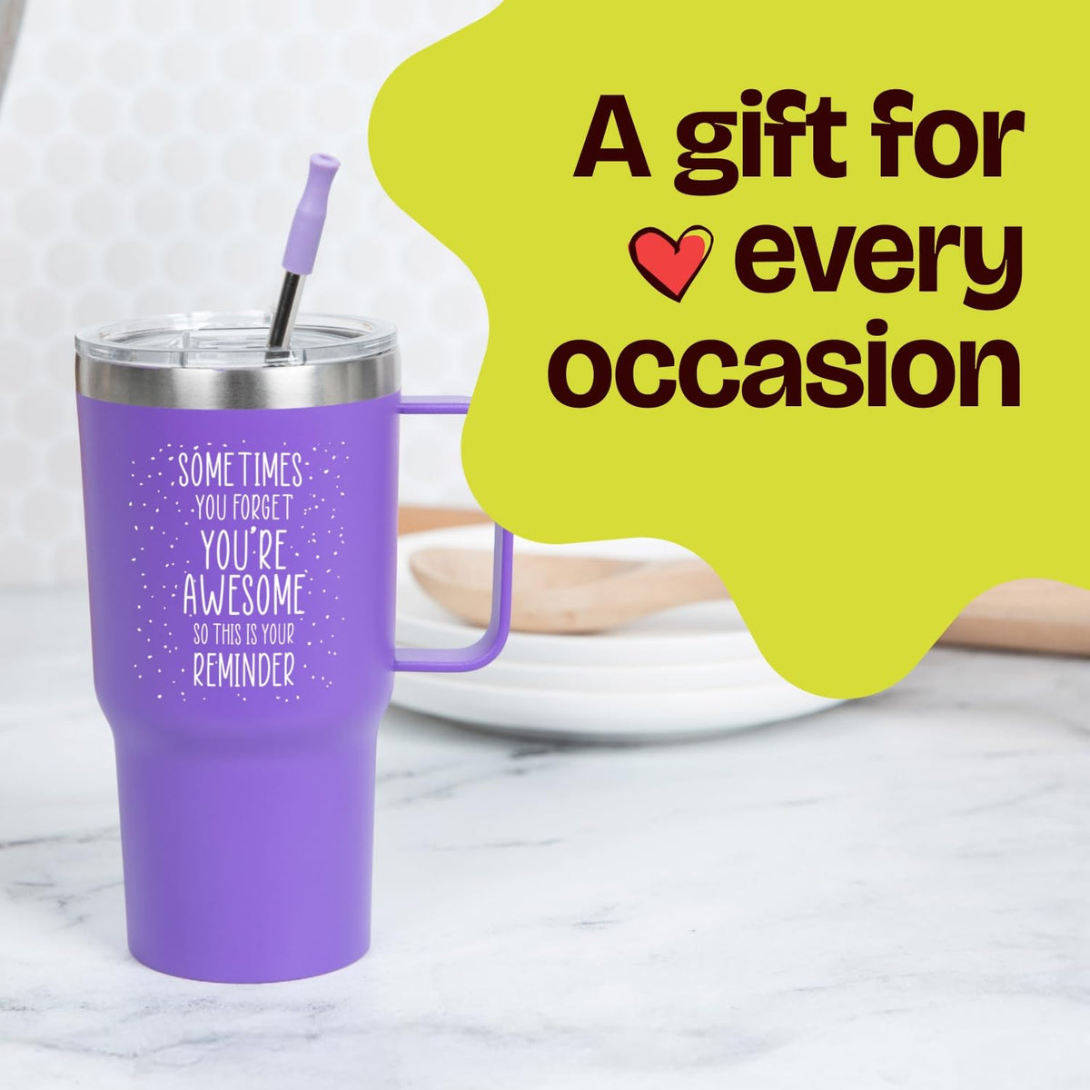 20 Ounce Vacuum Insulated Tumbler With Handle Purple T988