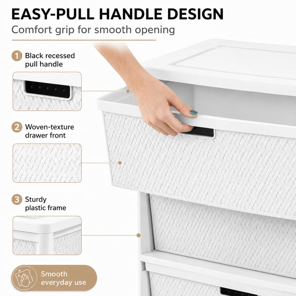 Wide 3-Drawer Plastic Storage Tower with Removable Bins O4314