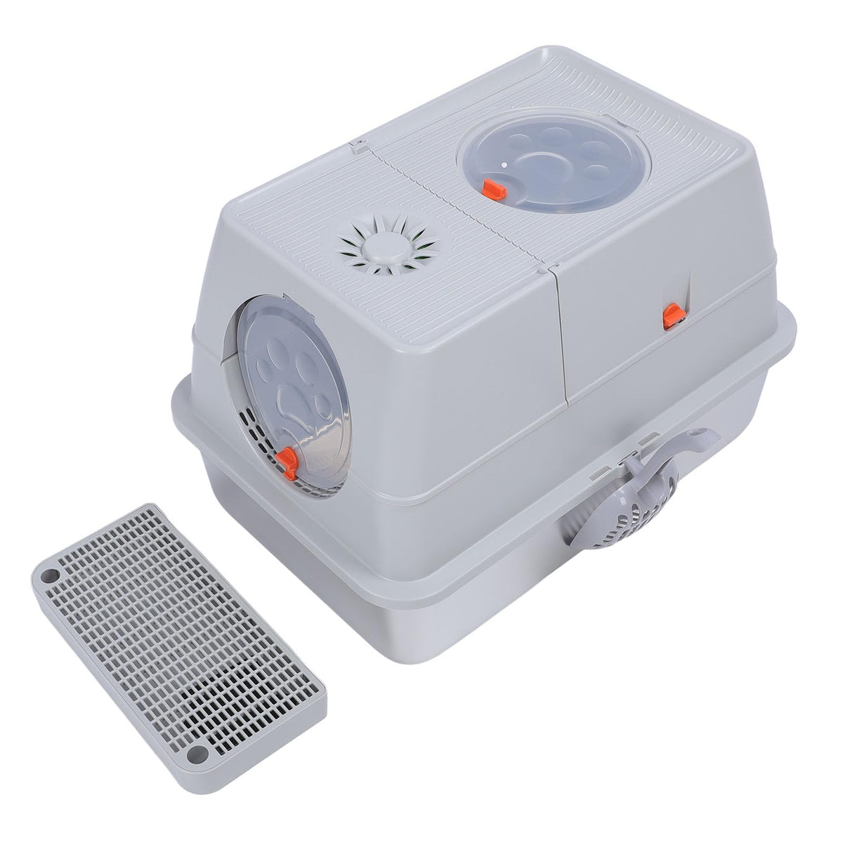 Enclosed Stainless Steel Litter Box with Flip Top Lid U916641