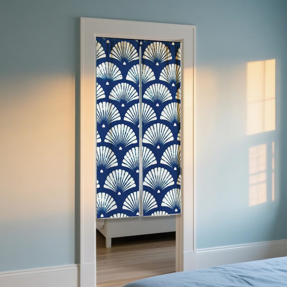 White One Side Printed Door Curtain 59x33 Inch J957