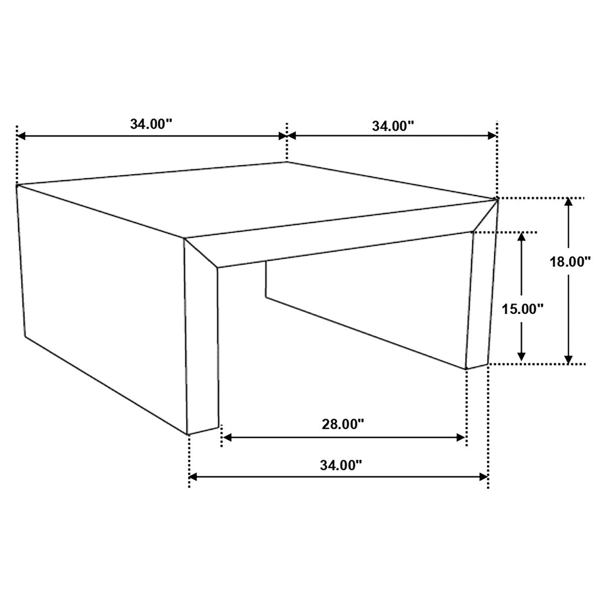 Solid Wood Square Coffee Table 34x34x18 Inches C17906