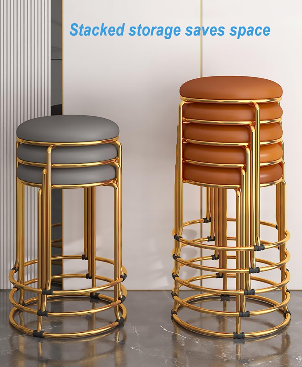 Carbon Steel Stacking Stool Set with Padded Seat, 4-Piece, Grey T337626