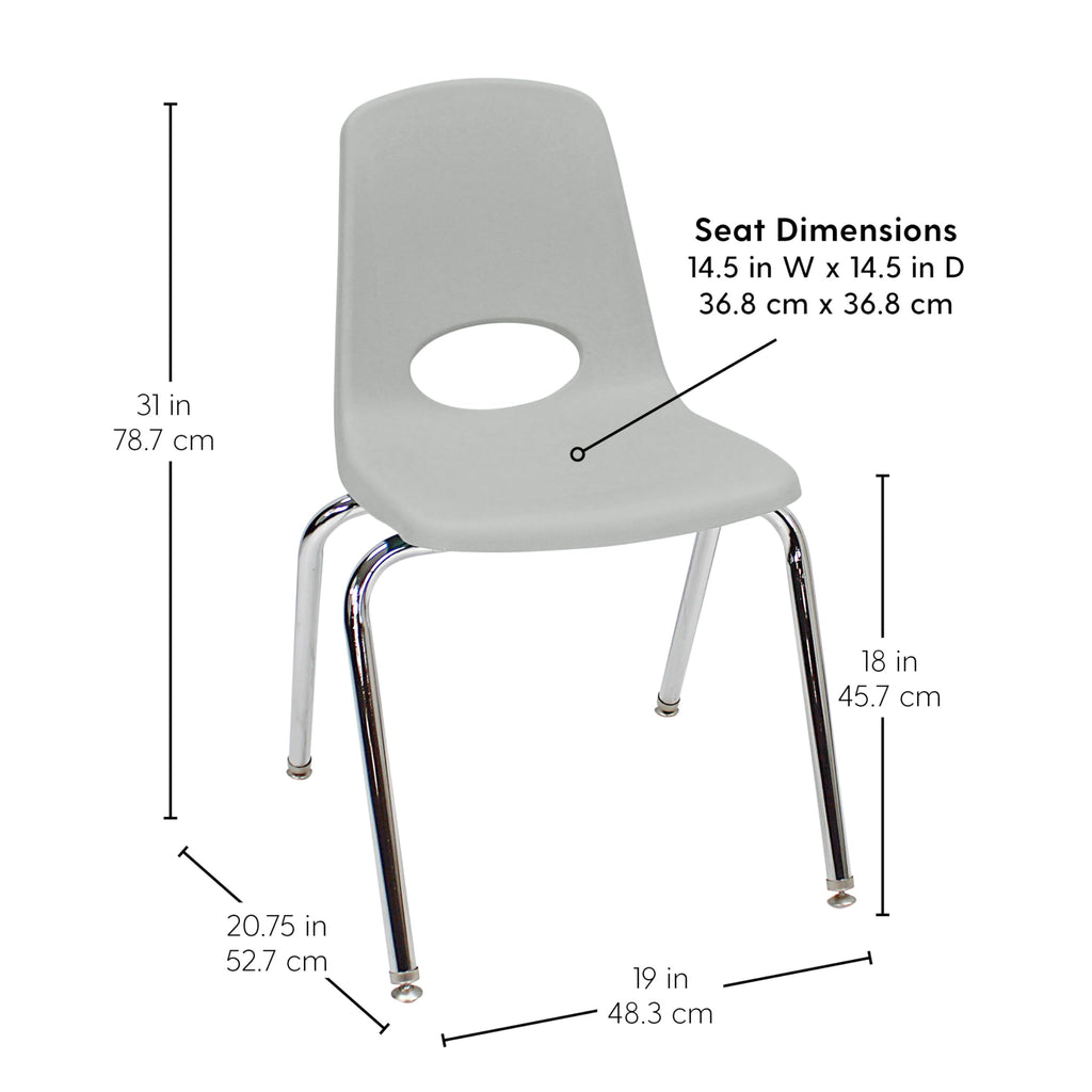 18" Light Gray School Stack Chair A1988