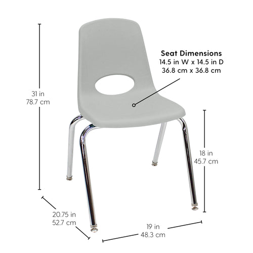 18" Light Gray School Stack Chair A1988