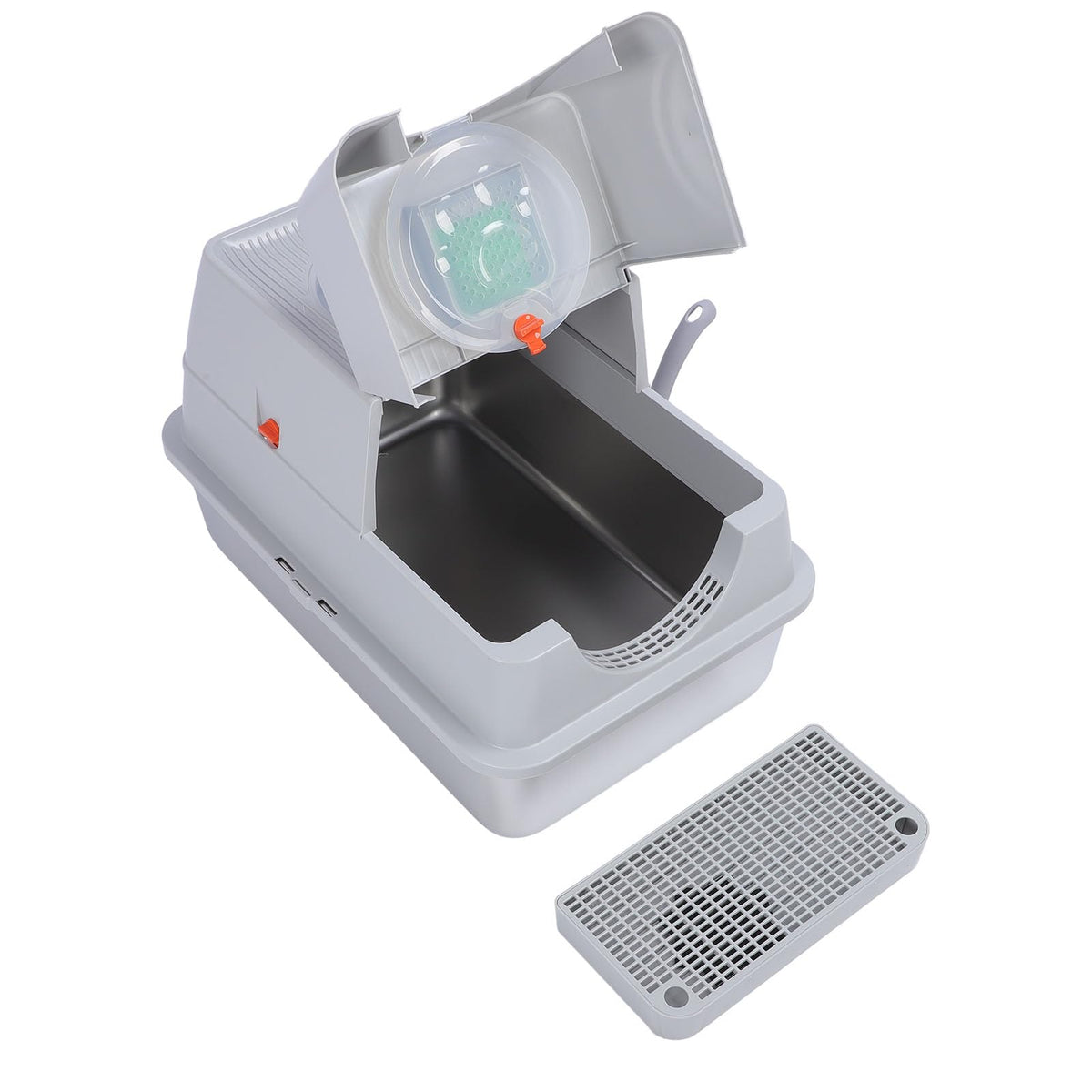 Enclosed Stainless Steel Litter Box with Flip Top Lid U916641