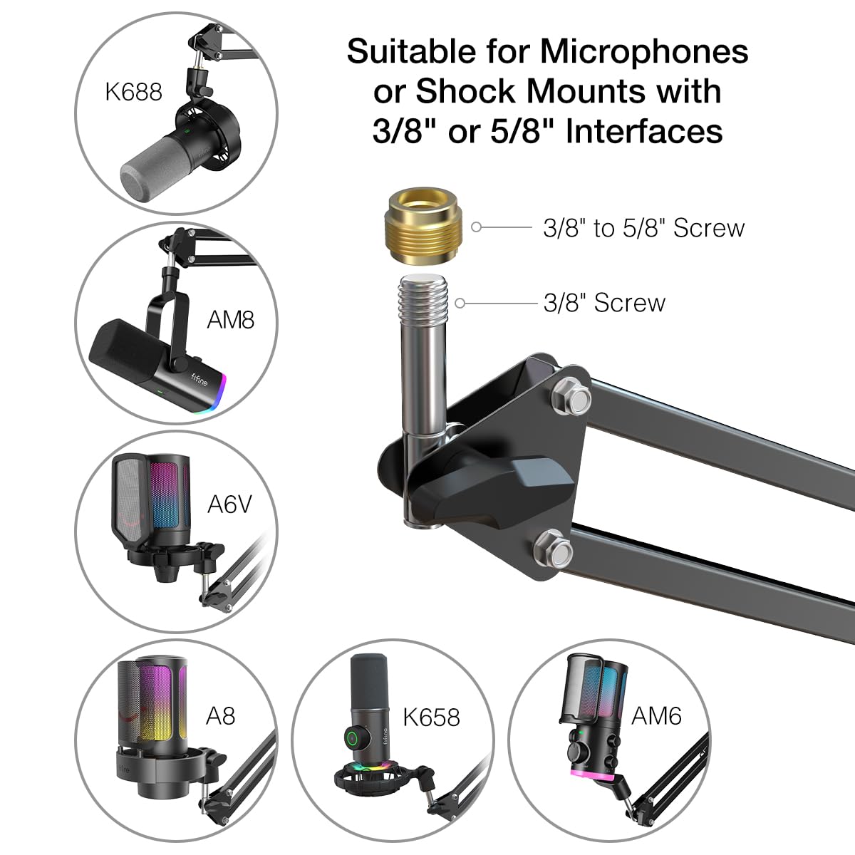 XLR/USB Dynamic Microphone Kit with Boom Arm W183066