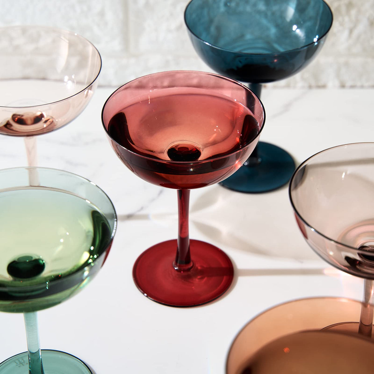 Colored Crystal Coupe Glasses Set of 6 I2331