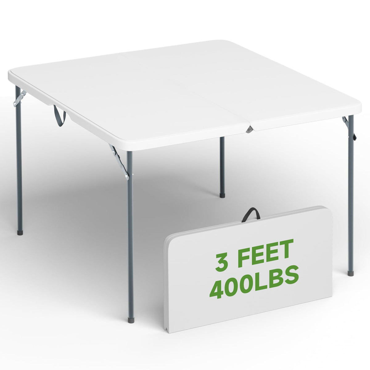 3 ft Square Folding Card Table with Carrying Handle L576