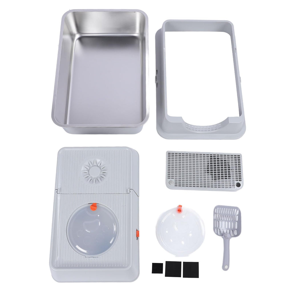 Enclosed Stainless Steel Litter Box with Flip Top Lid U916641