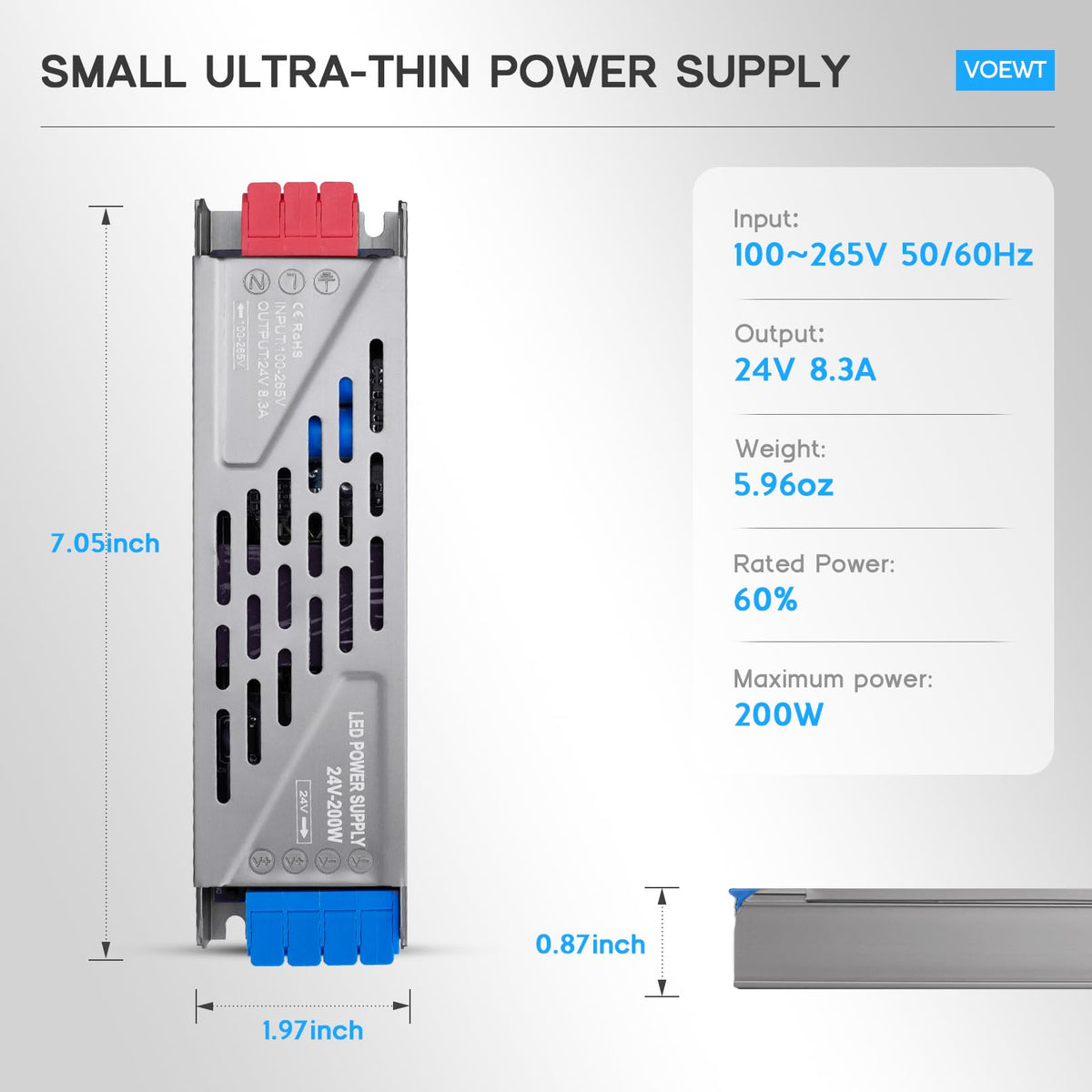 200 Watts 100V-265V AC to 24V DC LED Driver D57404