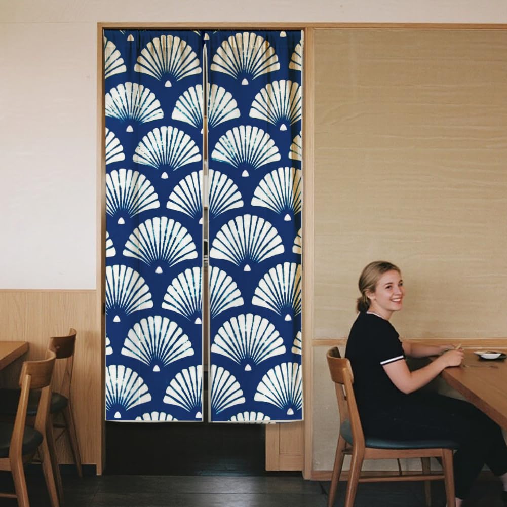 White One Side Printed Door Curtain 59x33 Inch J957