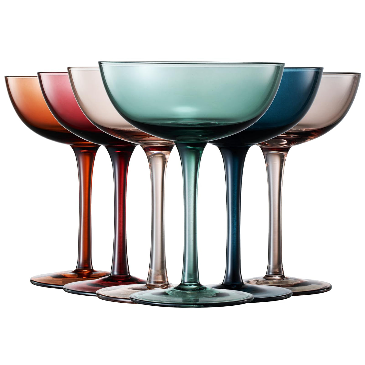 Colored Crystal Coupe Glasses Set of 6 I2331