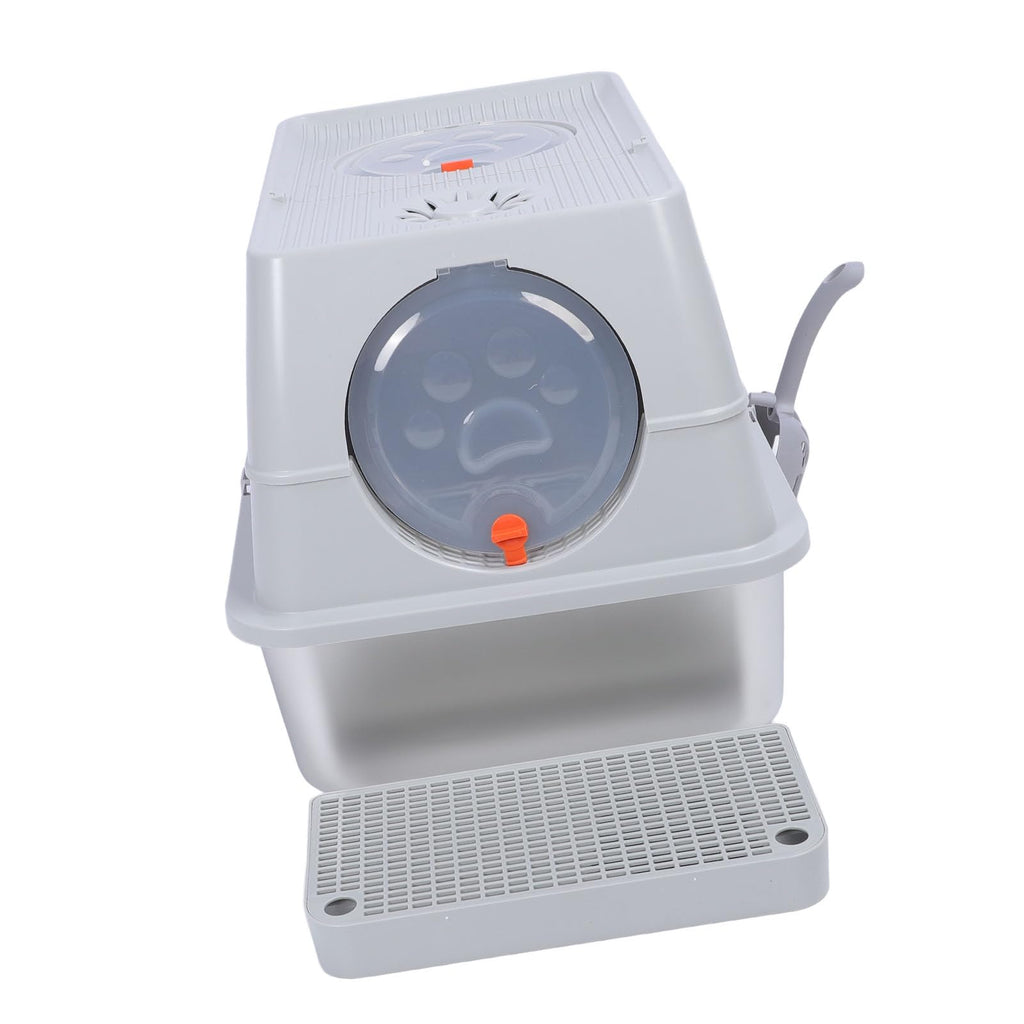 Enclosed Stainless Steel Litter Box with Flip Top Lid U916641