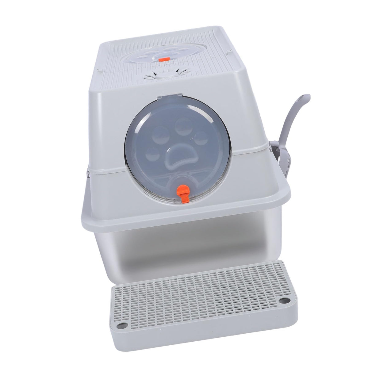 Enclosed Stainless Steel Litter Box with Flip Top Lid U916641