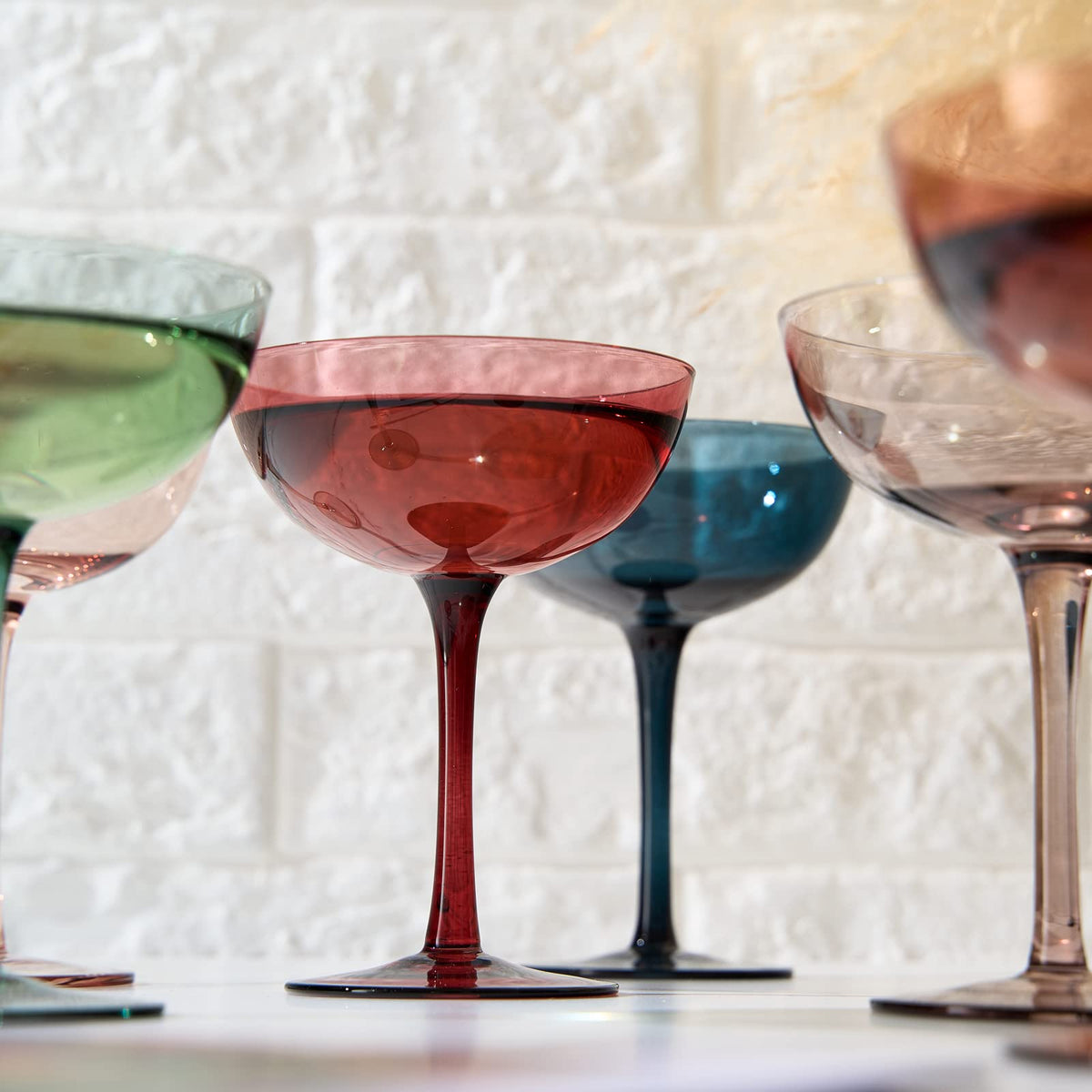 Colored Crystal Coupe Glasses Set of 6 I2331