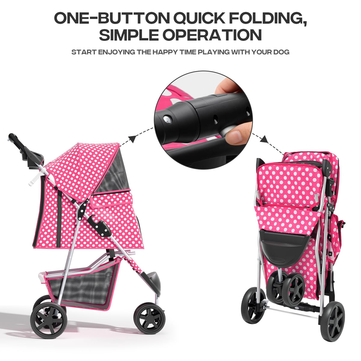 Foldable 3-Wheel Pet Stroller U2892
