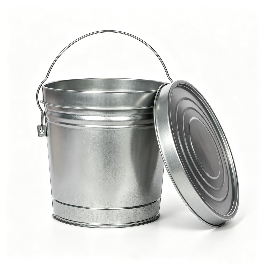 Galvanized Steel 6 Gallon Storage Can with Locking Lid S3644