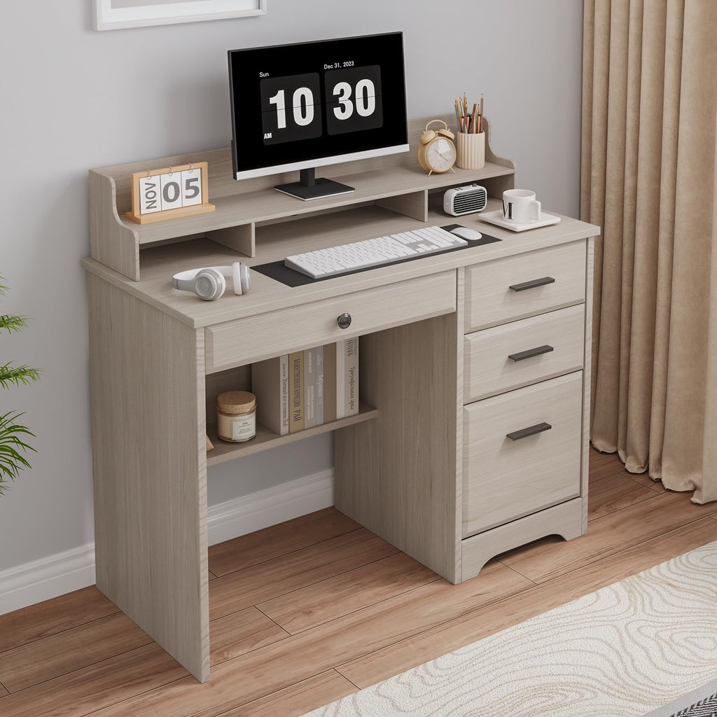 Small Wood Desk with Drawers and File Cabinet X4299