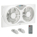 9 Inch Dual Window Fan with Remote Control, 3-Speed, White G940