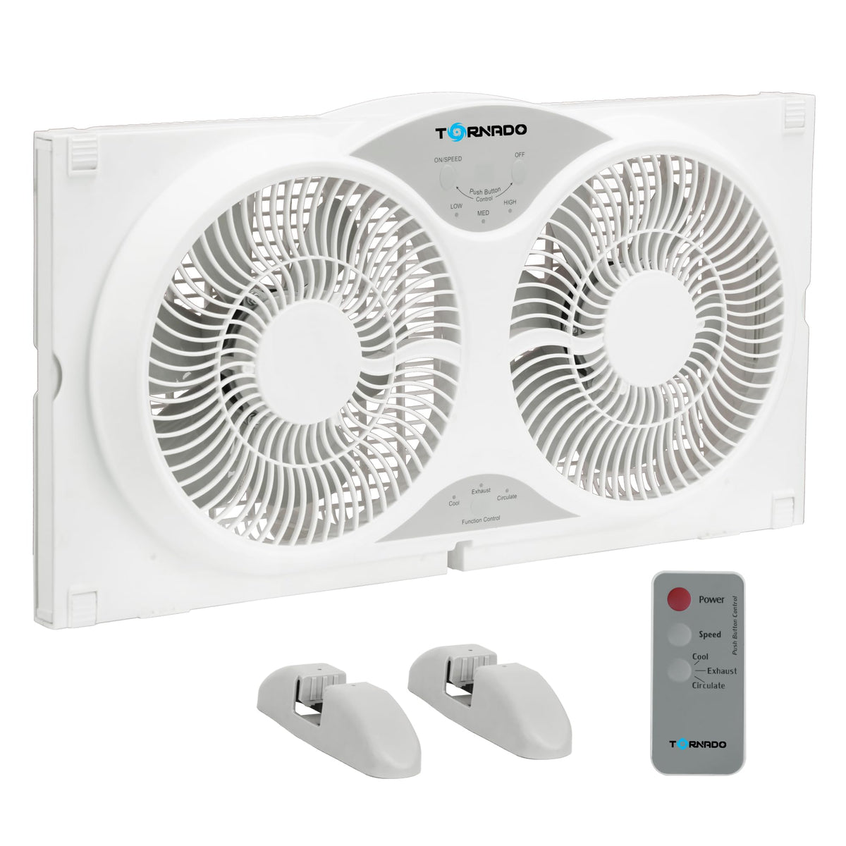 9 Inch Dual Window Fan with Remote Control, 3-Speed, White G940