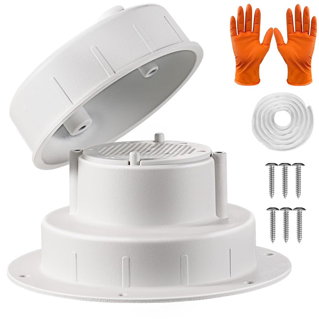 Aluminum RV Plumbing Vent Cap Kit with Screen White M546