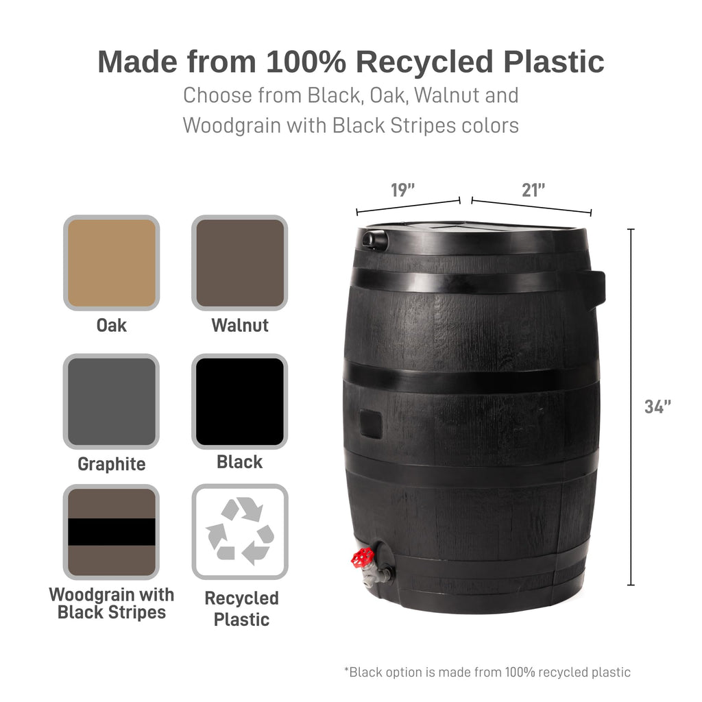 50-Gallon Recycled Plastic Rain Barrel I65779