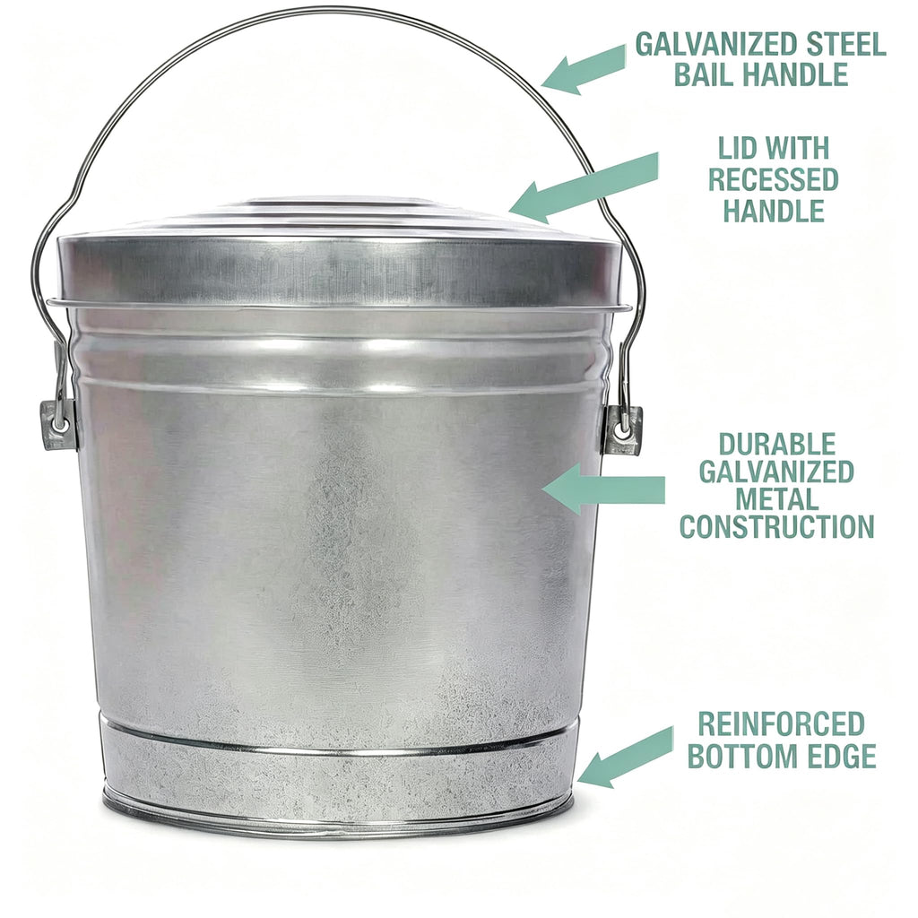Galvanized Steel 6 Gallon Storage Can with Locking Lid S3644
