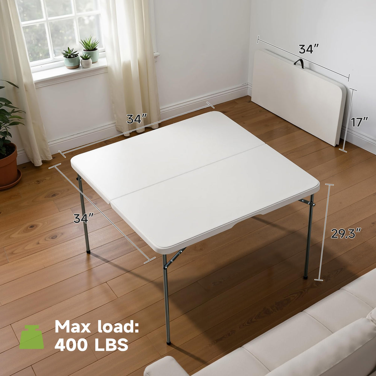 3 ft Square Folding Card Table with Carrying Handle L576